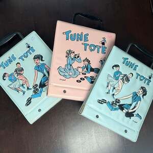 Lot of 3 Vintage 1950s Ponytail Tune Tote 45 RPM Vinyl Record Carrying Cases